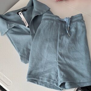 Elegant High Waist Blue Women's Shorts